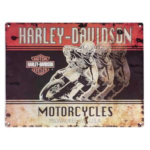 hdl-15539 Harley-Davidson® Embossed Racers Motorcycle Tin Sign - 15.75 x 12 inches