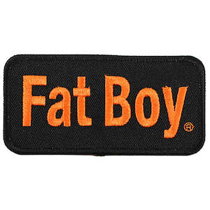 sa8014551 Harley-Davidson 4 in. Embroidered Fat Boy Emblem Sew-On Patch - Black/Orange