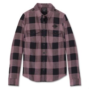 96091-25vw Harley SHIRT WOVEN  PURPLEBLACK PLAID 96091-25vw