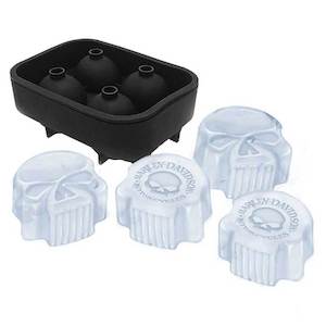 hdx-98530 Harley-Davidson® Ice Cube Tray, 3D Willie G Skull Logos Custom Silicone - Black