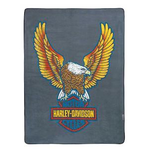 hdl-10022 Harley-Davidson® Folding Fleece Blanket, Vibrant Bar & Shield Eagle - Gray