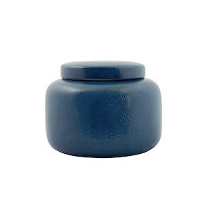 All Bowls Vessels: Shagreen Blue Wide Jar