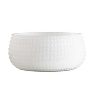 Glass Bowls Vessels: Rocko Bowl White W21.5cm