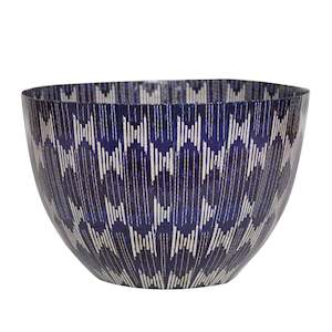 Papier Mache Bowls: Wola Nani Stripes Indigo Bowl W42.2cm