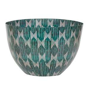 Papier Mache Bowls: Wola Nani Stripes Teal Bowl W42.2cm