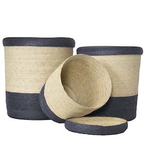 Woven Baskets: Leon Hamper Natural/Grey H40cm