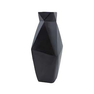 Metal Vases: Faceted Geo Vase Black