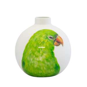 Porcelain Vases: Macaw Vase White/Green