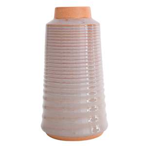 Flora Ribbed Vase Orange/Desert Sand