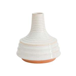 Flora Ribbed Vase Orange Stone