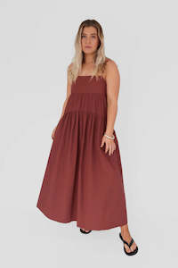 Dress: Tiered Dress - Maroon