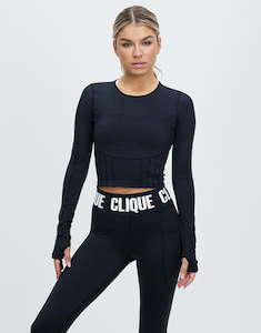 Stealth Compression Crop - Long Sleeve - Black