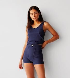 Ribbed Boyfriend Short - Navy