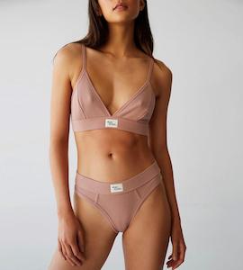 Ribbed Thong - Cameo Brown