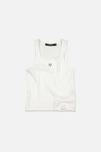 Love Emblem Womens Rib Tank - Antique White