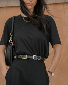 Belts And Bag Straps: Clementine Belt - Black/Gold