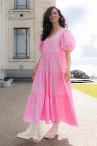 Maxi Dresses: Shell Dress - Pink Cotton