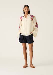 Frida Embroidery Shirt - Ivory