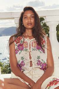 Frida Embroidery Vest - Ivory