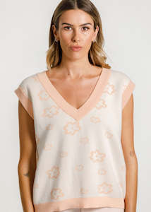 Knitwear: Rosie Vest - Milky Garden