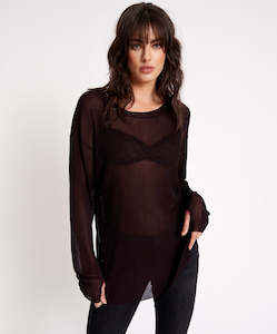 Amity Sheer Rib Knit Top - Licorice