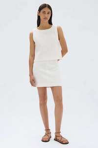 Denim Skirts: Assembly Zoey Twill Mini Skirt Cream