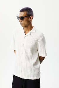 Afends Mens: Afends Calm Hemp Cuban Short Sleeve Shirt White