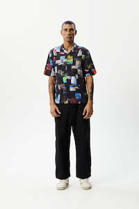 Afends Mens: Afends Under Pressure Hemp Cuban Shirt Black