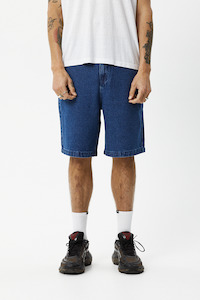 Afends Lil C Hemp Denim Baggy Shorts - Authentic Blue