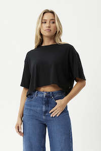 Afends Womens: Afends Slay Cropped Oversized Tee Black