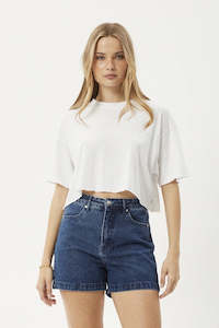 Afends Slay Cropped Oversized Tee White