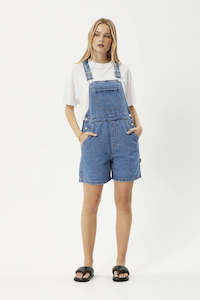 Afends Lil Louis Denim Overall Worn Blue