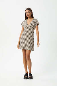 Afends Womens: Afends Gambet Check Tea Dress Black / Sand