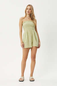 Afends Womens: Afends Darcy Check Playsuit Lemongrass Check