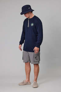 Essentials Mens: Just Another Fisherman Trev Upf40 L/S Tee Navy