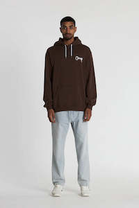 Essentials Mens: Crate Scripted Superfleece Hoodie Brown