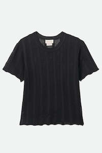 Brixton Womens: Brixton Sheer Knit Top Short Sleeve Black