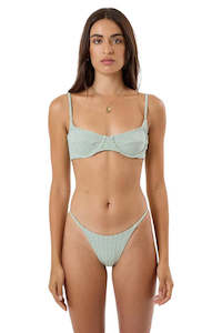 Bikini Tops: Thrills Lou Ginham Underwire Bikini Top Elm Green