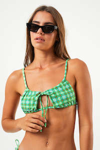 Afends Tully - Recycled Tie Bikini Top - Forest Check