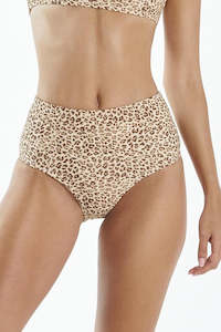 Bikini Bottoms: Thrills Mild Animal High Waisted Bikini Bottom Desert Gold