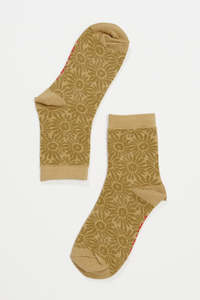 Afends Mens: Afends Dandy Recycled Socks One Pack Camel