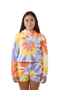 Girls Hoodies Crews: Santa Cruz Youth Tropic Crop Hoodies Gold Tie Dye