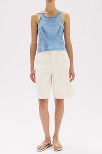 Assembly Drew Stripe Rib Knit Tank Bahama/White