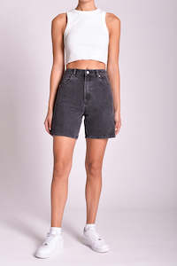 Womens Clothing Shorts: Abrand Carrie Short Piper Washed Black