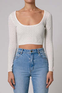 Rollas: Rollas Scoop Top Diamond Knit White