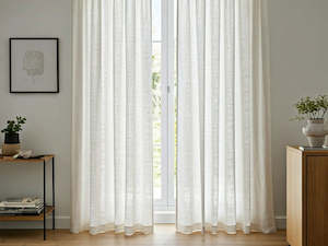 100% Linen Lined White Pencil Pleat Curtains