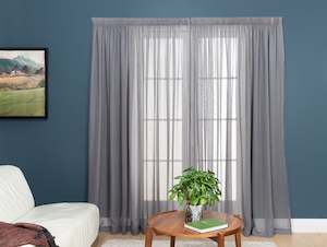 Blind: Awaroa Sheer Curtains - Graphite