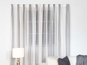 Raglan Stripe Sheer Curtains - Pebble