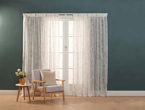 Blind: Sarasota Bisque Sheer Pencil Pleat Curtains