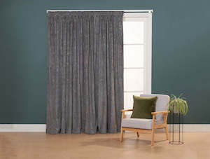 Savannah Lined Velvet Pencil Pleat Curtains - Graphite